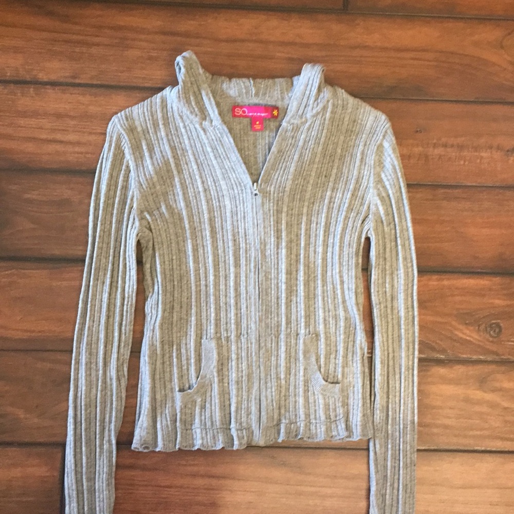 SO Hooded Zip Up Sweater
